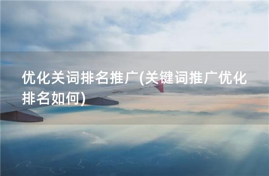 优化关词排名推广(关键词推广优化排名如何)