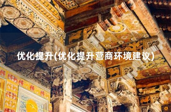 优化提升(优化提升营商环境建议)