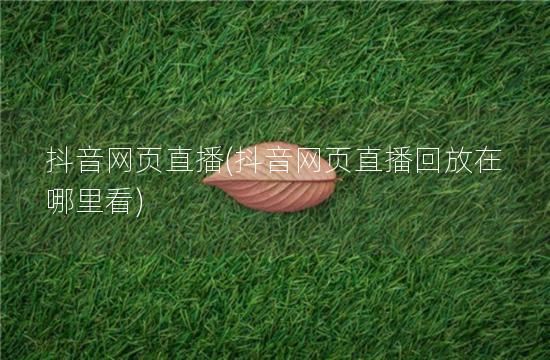 抖音网页直播(抖音网页直播回放在哪里看)