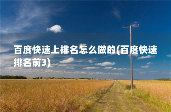 百度快速上排名怎么做的(百度快速排名前3)
