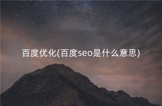 百度优化(百度seo是什么意思)