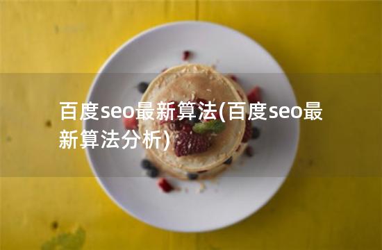 百度seo最新算法(百度seo最新算法分析)