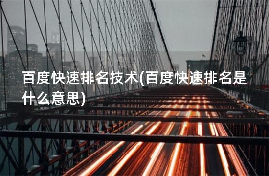 百度快速排名技术(百度快速排名是什么意思)