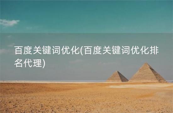 百度关键词优化(百度关键词优化排名代理)