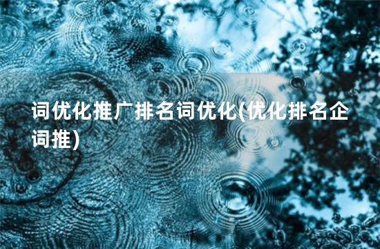 词优化推广排名词优化(优化排名企词推)