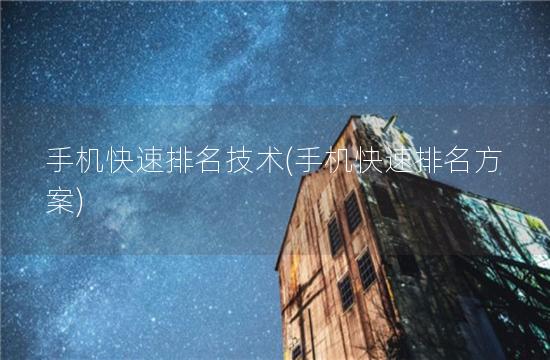 手机快速排名技术(手机快速排名方案)