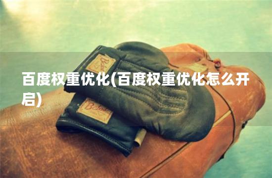 百度权重优化(百度权重优化怎么开启)